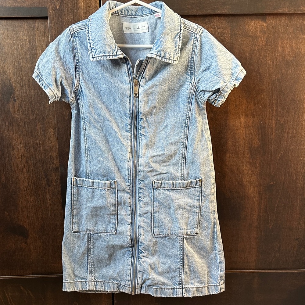 Zara Denim Zip-Front Dress